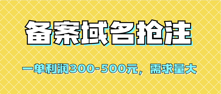 【全网首发】备案域名抢注，一单利润300-500元，需求量大-博学库