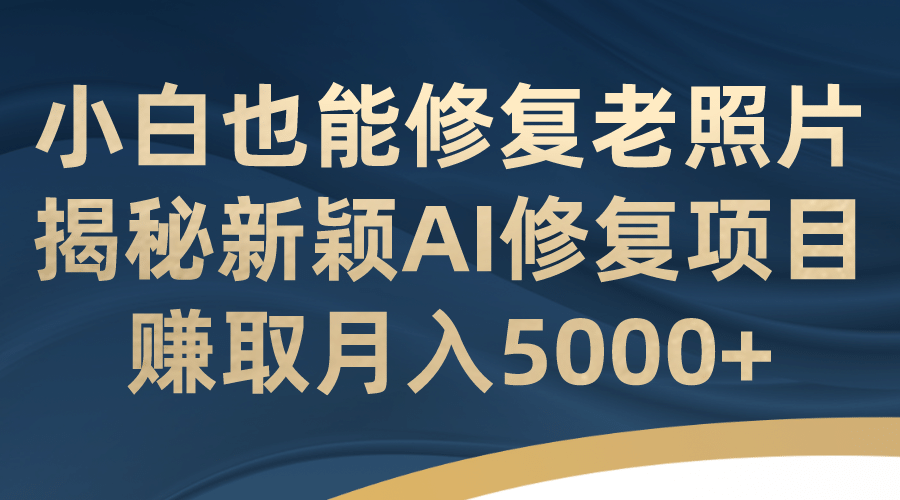 小白也能修复老照片！揭秘新颖AI修复项目，赚取月入5000+-博学库