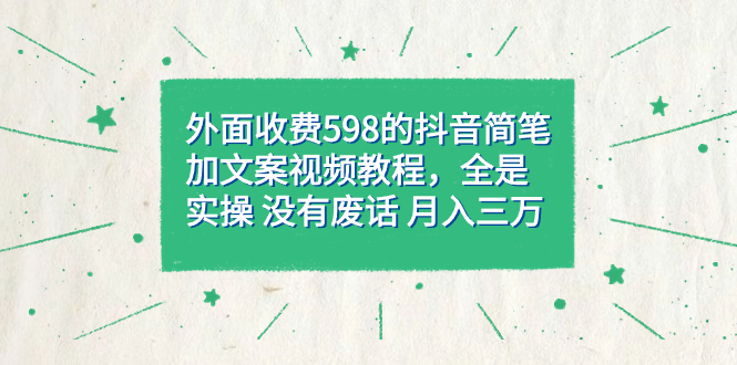 外面收费598抖音简笔加文案教程，全是实操 没有废话 月入三万（教程+资料）-博学库