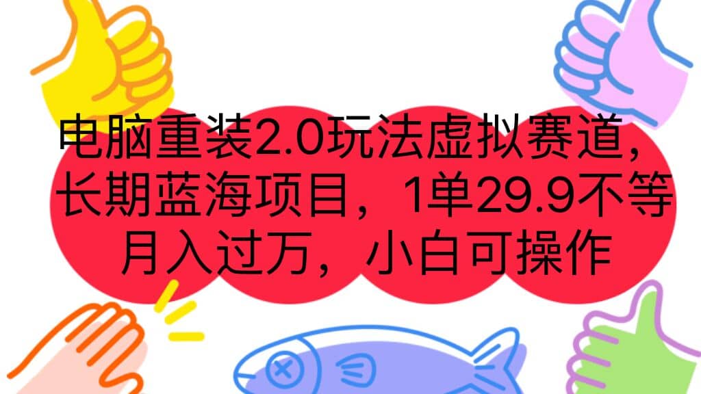 电脑重装2.0玩法虚拟赛道，长期蓝海项目 一单29.9不等 月入过万 小白可操作-博学库
