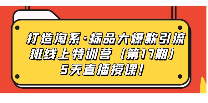 打造淘系·标品大爆款引流班线上特训营5天直播授课！-博学库