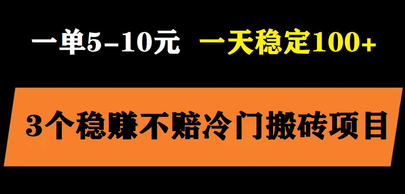 3个最新稳定的冷门搬砖项目，小白无脑照抄当日变现日入过百-博学库