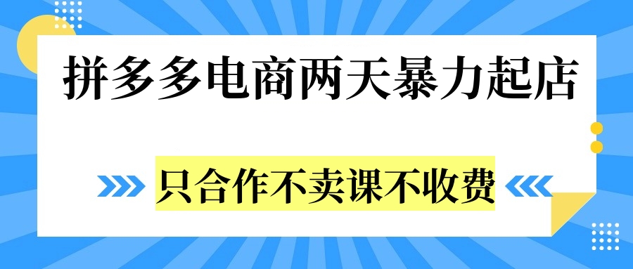 拼多多两天暴力起店，只合作不卖课不收费-博学库