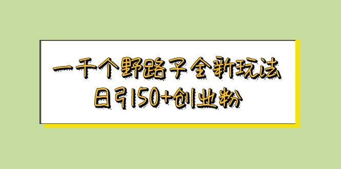 一千个野路子全新玩法 日引50+创业粉-博学库