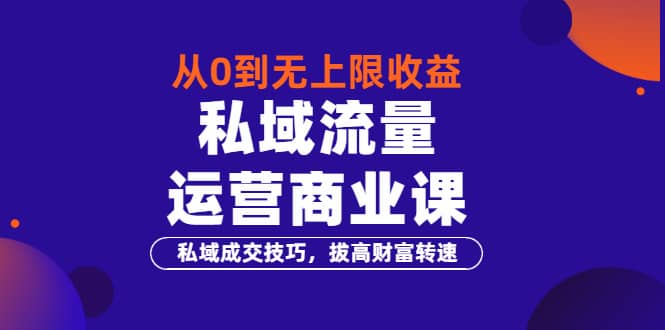 从0到无上限收益的《私域流量运营商业课》私域成交技巧，拔高财富转速-博学库