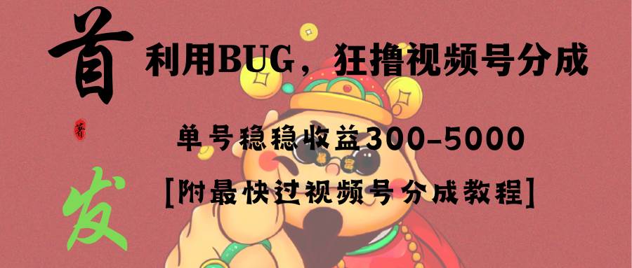 全网独家首发，视频号BUG，超短期项目，单号每日净收益300-5000！-博学库