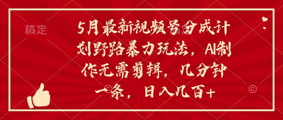 5月最新视频号分成计划野路暴力玩法，ai制作，无需剪辑。几分钟一条，…-博学库