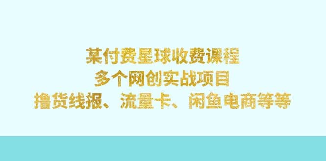 某付费星球课程：多个网创实战项目，撸货线报、流量卡、闲鱼电商等等-博学库