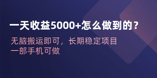 一天收益5000+怎么做到的？无脑搬运即可，长期稳定项目，一部手机可做-博学库