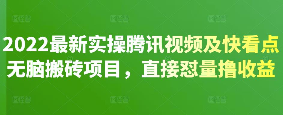 2022最新实操腾讯视频及快看点无脑搬砖项目，直接怼量撸收益-博学库