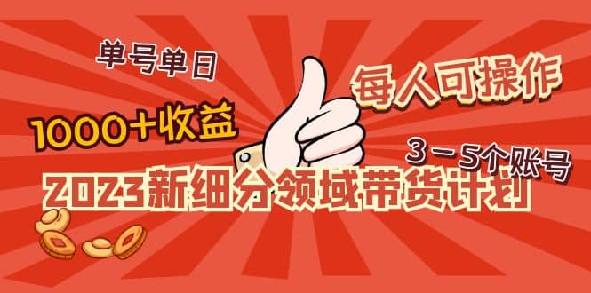 2023新细分领域带货计划：单号单日1000+收益不难，每人可操作3-5个账号-博学库