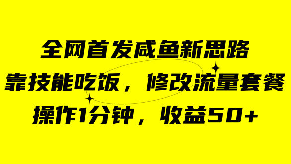 咸鱼冷门新玩法，靠“技能吃饭”，修改流量套餐，操作1分钟，收益50+-博学库