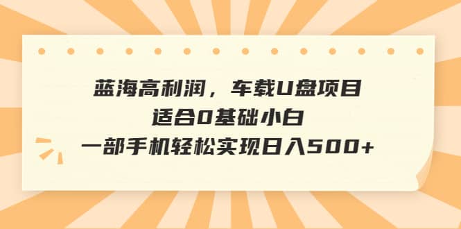 蓝海高利润，车载U盘项目，适合0基础小白，一部手机轻松实现日入500+-博学库