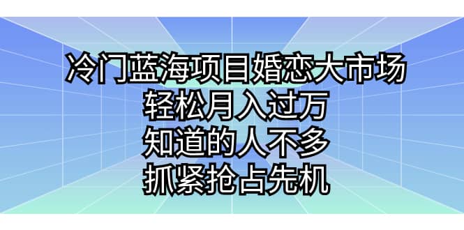 冷门蓝海项目婚恋大市场，轻松月入过万，知道的人不多，抓紧抢占先机-博学库