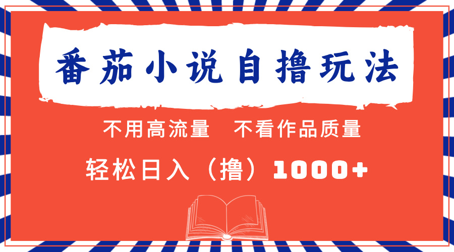 番茄小说最新自撸 不看流量 不看质量 轻松日入1000+-博学库