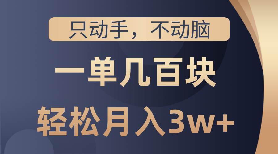 只动手不动脑，一单几百块，轻松月入3w+，看完就能直接操作，详细教程-博学库