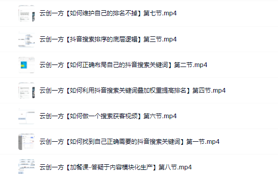 云创一方2022抖音SEO系列课程，教你如何快速上抖音搜索排名第一-博学库