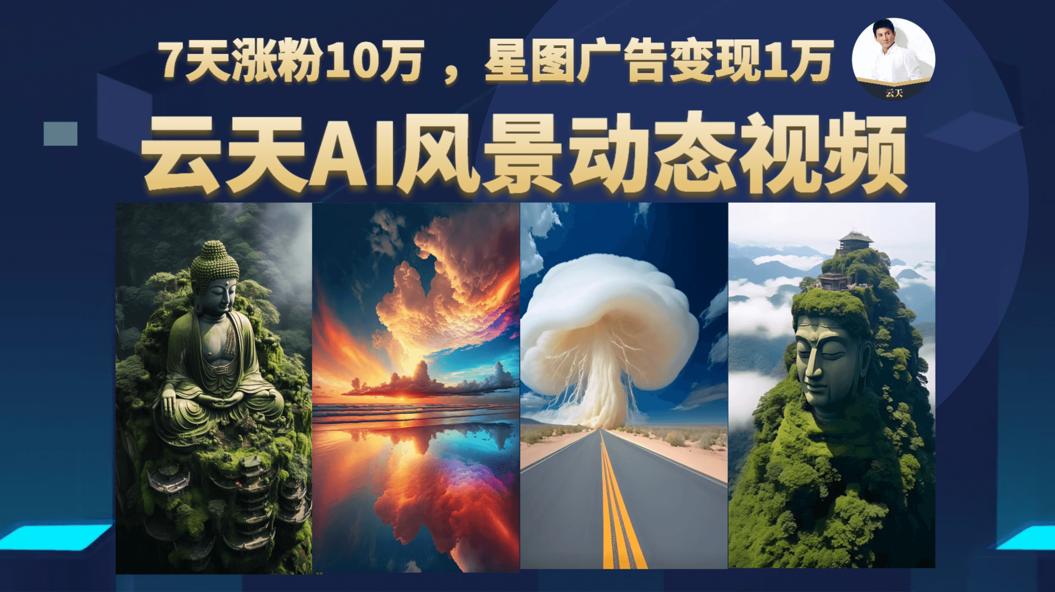云天AI风景动图视频制作，7天涨粉10万 ，星图广告变现1万-博学库
