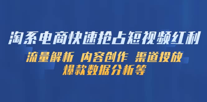 淘系电商快速抢占短视频红利：流量解析 内容创作 渠道投放 爆款数据分析等-博学库