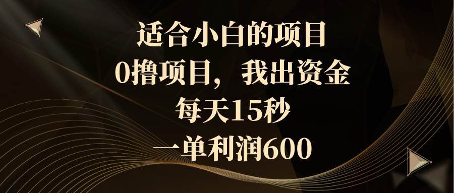 适合小白的项目，0撸项目，我出资金，每天15秒，一单利润600-博学库