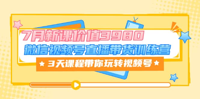 微信视频号直播带货训练营，3天课程带你玩转视频号：7月新课价值3980-博学库