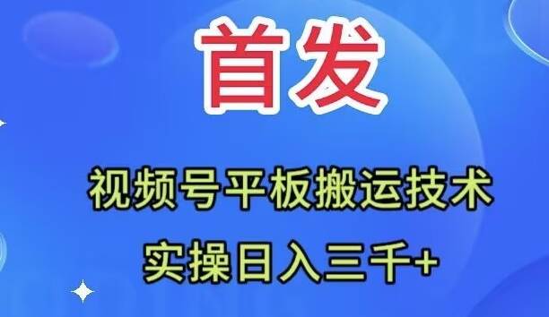 全网首发：视频号平板搬运技术，实操日入三千＋-博学库