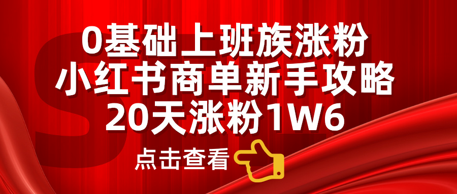 0基础上班族涨粉，小红书商单新手攻略，20天涨粉1.6w-博学库