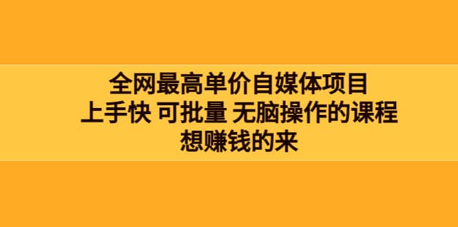 全网最单高价自媒体项目：上手快 可批量 无脑操作的课程，想赚钱的来-博学库
