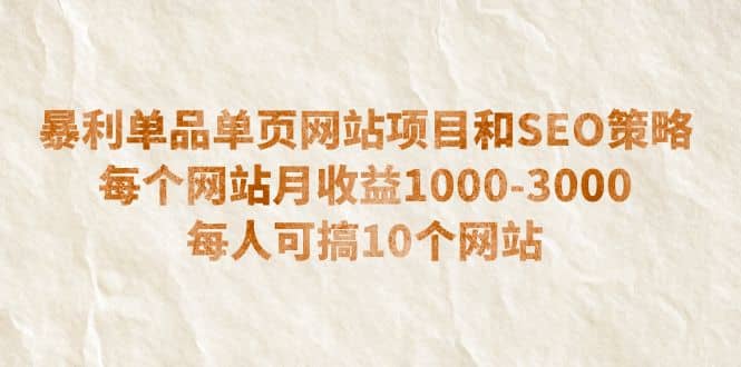 暴利单品单页网站项目和SEO策略 每个网站月收益1000-3000 每人可搞10个-博学库