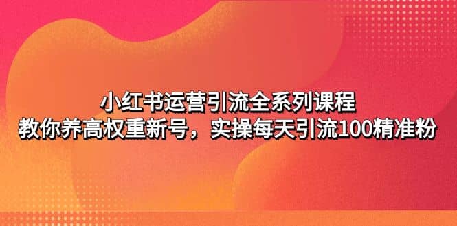 小红书运营引流全系列课程：教你养高权重新号-博学库