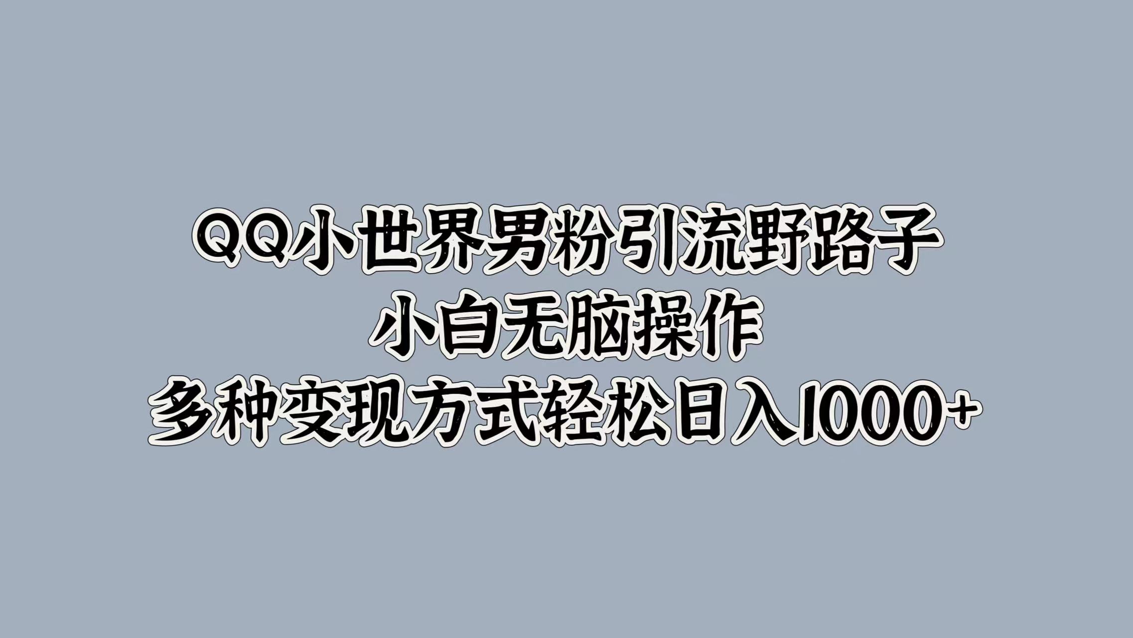 QQ小世界男粉引流野路子，小白无脑操作，多种变现方式轻松日入1000+-博学库