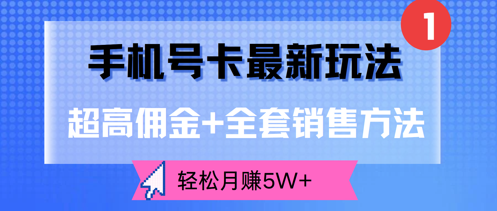 超高佣金+全套销售方法，手机号卡最新玩法，轻松月赚5W+-博学库