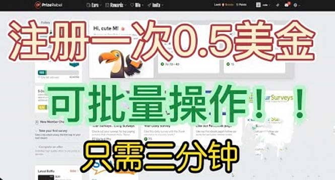 国外项目注册一次0.5美金 只需三分钟无脑操作 可批量放大 小白工作室福利-博学库
