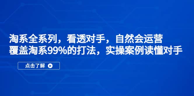 淘系全系列，看透对手，自然会运营，覆盖淘系99%·打法，实操案例读懂对手-博学库