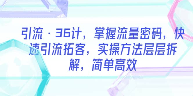 引流·36计，掌握流量密码，快速引流拓客，实操方法层层拆解，简单高效-博学库