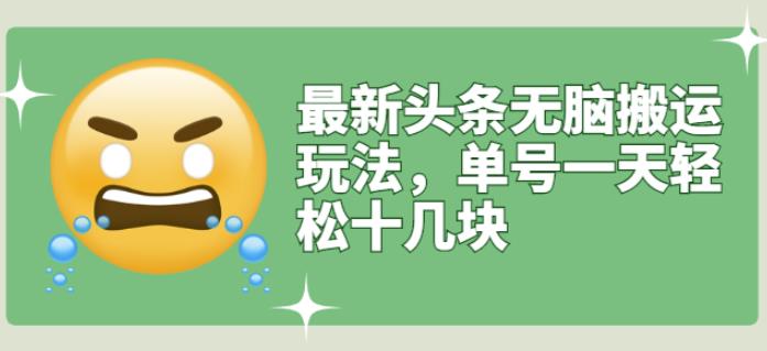 最新头条无脑搬运玩法，单号一天轻松十几块【视频教程+搬运软件】-博学库