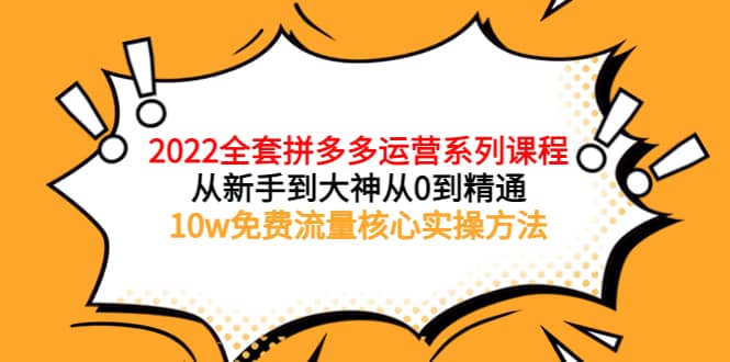 2022全套拼多多运营课程，从新手到大神从0到精通，10w免费流量核心实操方法-博学库