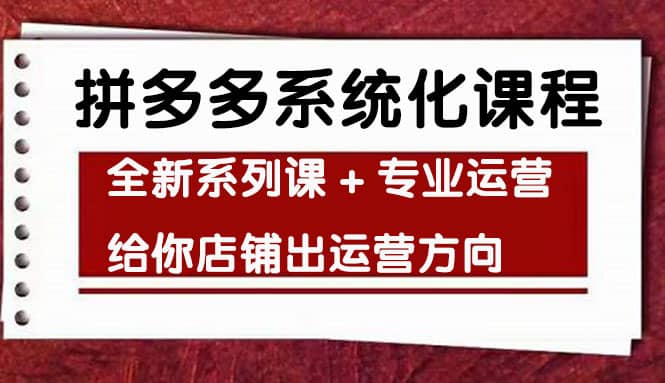 车神陪跑，拼多多系统化课程，全新系列课+专业运营给你店铺出运营方向-博学库