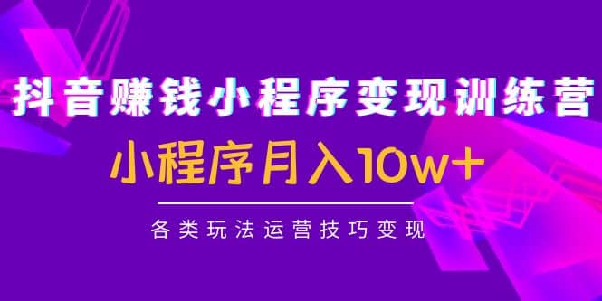 抖音小程序变现训练营：小程序各类玩法运营技巧变现-博学库