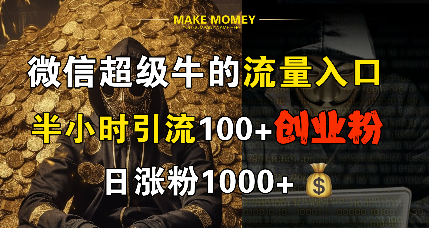 微信超级牛的流量入口，半小时引流100+创业粉，日涨粉1000+-博学库