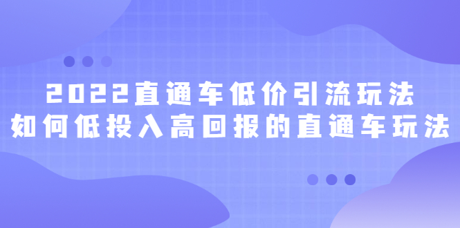 2022直通车低价引流玩法，教大家如何低投入高回报的直通车玩法-博学库