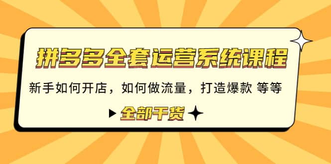 拼多多全套运营系统课程：新手如何开店 如何做流量 打造爆款 等等 全部干货-博学库
