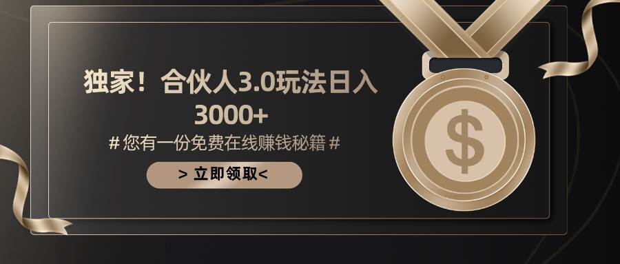 游戏合伙人3.0，日入3000+，无限扩大的蓝海项目-博学库