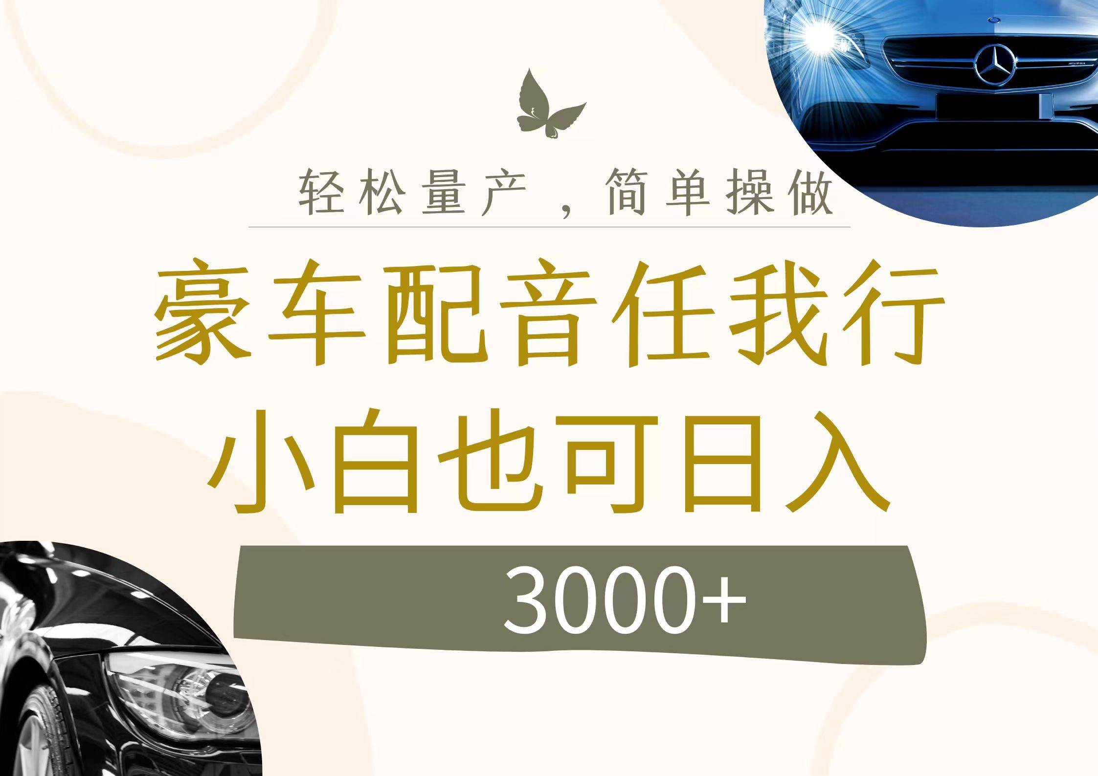 不为人知的暴力小项目，豪车配音，日入3000+-博学库