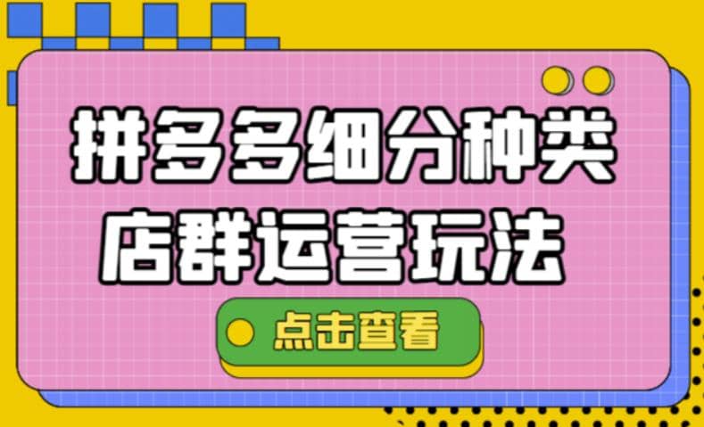拼多多细分种类店群运营玩法3.0，11月最新玩法，小白也可以操作-博学库