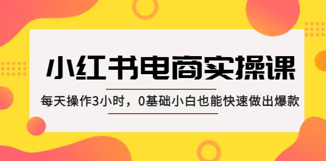 小红书·电商实操课：每天操作3小时，0基础小白也能快速做出爆款-博学库