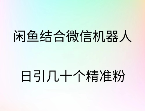 闲鱼结合微信机器人，日引几十个精准粉-博学库
