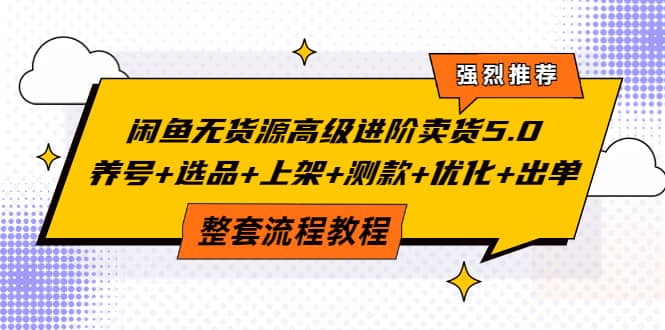 闲鱼无货源高级进阶卖货5.0，养号+选品+上架+测款+优化+出单整套流程教程-博学库