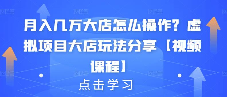 月入几万大店怎么操作？虚拟项目大店玩法分享【视频课程】-博学库