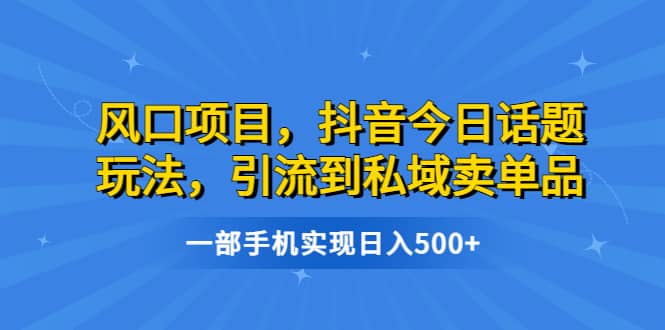 风口项目，抖音今日话题玩法，引流到私域卖单品，一部手机实现日入500+-博学库
